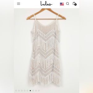 Lulus Shake It Off White Sequin Fringe Sleeveless Mini Dress